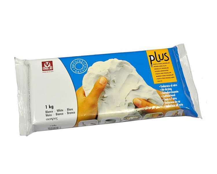 Arcilla sio-2 plus blanca endurece al aire paquete de 1 kg