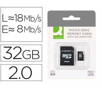 Memoria sd micro q-connect flash 32 gb clase 6 con adaptador
