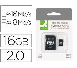 Memoria sd micro q-connect flash 16 gb clase 6 con adaptador