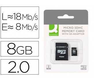 Memoria sd micro q-connect flash 8 gb clase 4 con adaptador