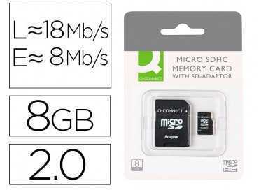 Memoria sd micro q-connect flash 8 gb clase 4 con adaptador