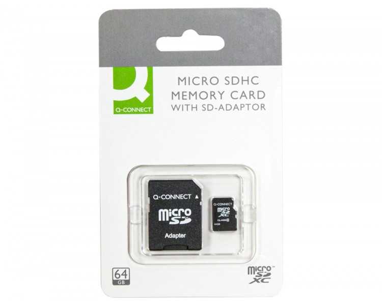 Memoria sd micro q-connect flash 64 gb clase 10 con adaptador