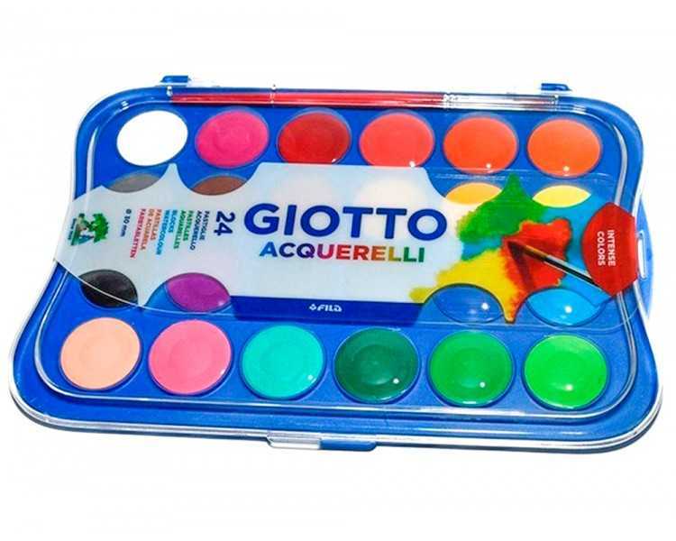 Acuarela giotto 24 colores con pincel estuche de plastico