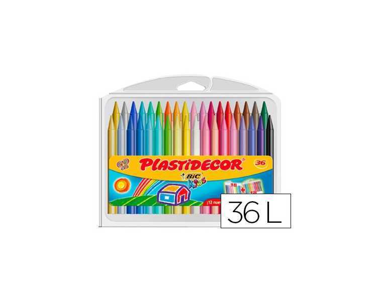 Lapices cera plastidecor caja de 36 colores surtidos
