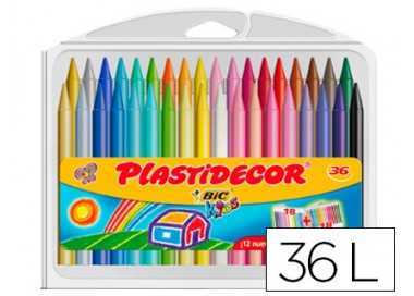 Lapices cera plastidecor caja de 36 colores surtidos