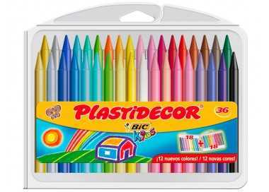 Lapices cera plastidecor caja de 36 colores surtidos