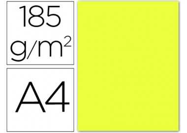 Cartulina guarro din a4 amarillo limon 185 gr paquete 50 hojas