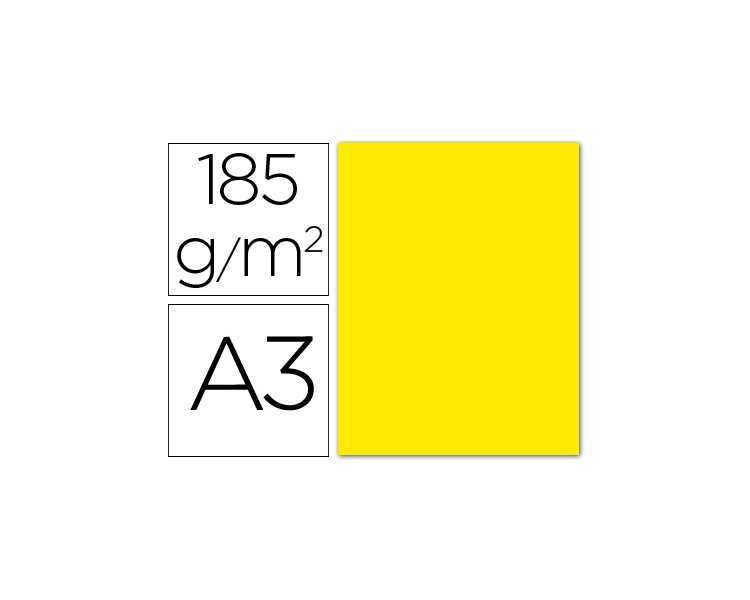 Cartulina guarro din a3 amarillo fluorescente 250 gr paquete 50 hojas