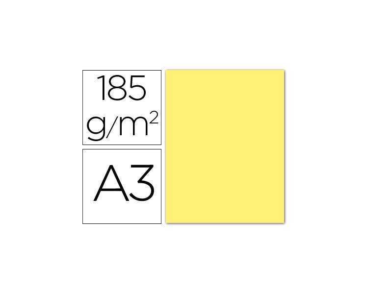 Cartulina guarro din a3 amarillo 185 gr paquete 50 hojas