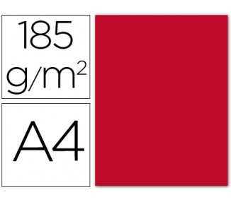 Cartulina guarro din a4 rojo 185 gr paquete 50 hojas