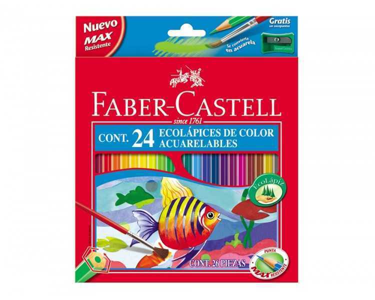 Lapices de colores faber castell acuarelables caja de 24 unidades colores surtidos
