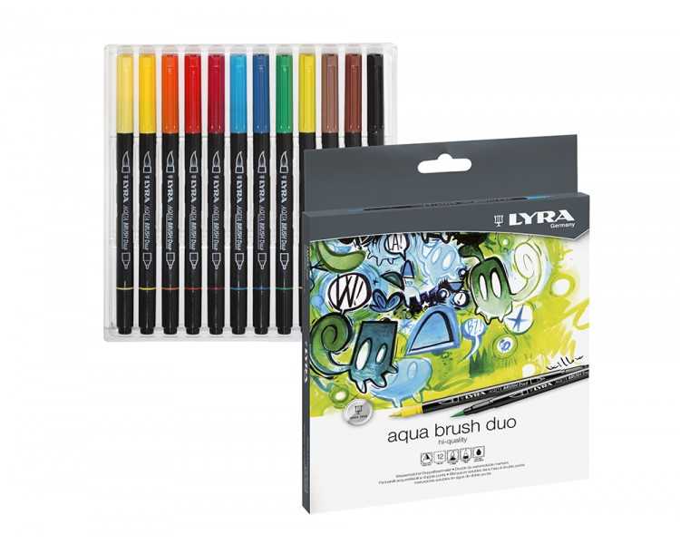Rotulador lyra aqua brush duo caja de 12 colores