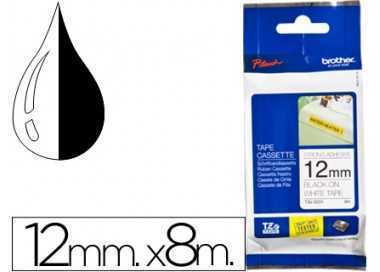 Cinta brother tzes231 blanco-negro 12mm longitud 8 mt superadhesiva