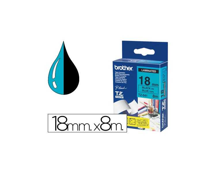 Cinta brother tze541 azul-negro 18mm longitud 8mt