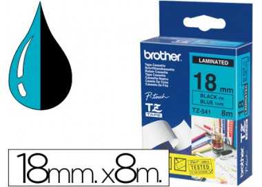 Cinta brother tze541 azul-negro 18mm longitud 8mt
