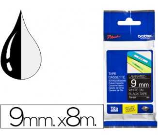 Cinta brother tze325 negro-blanco 9mm longitud 8mt