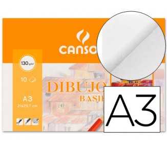 Papel dibujo basik 130 gr din a3 29,7x42 cm minipack de 10 hojas