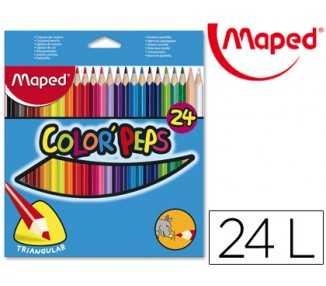 Lapices de colores maped triangulares caja de 24 unidades colores surtidos