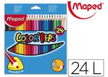 Lapices de colores maped triangulares caja de 24 unidades colores surtidos