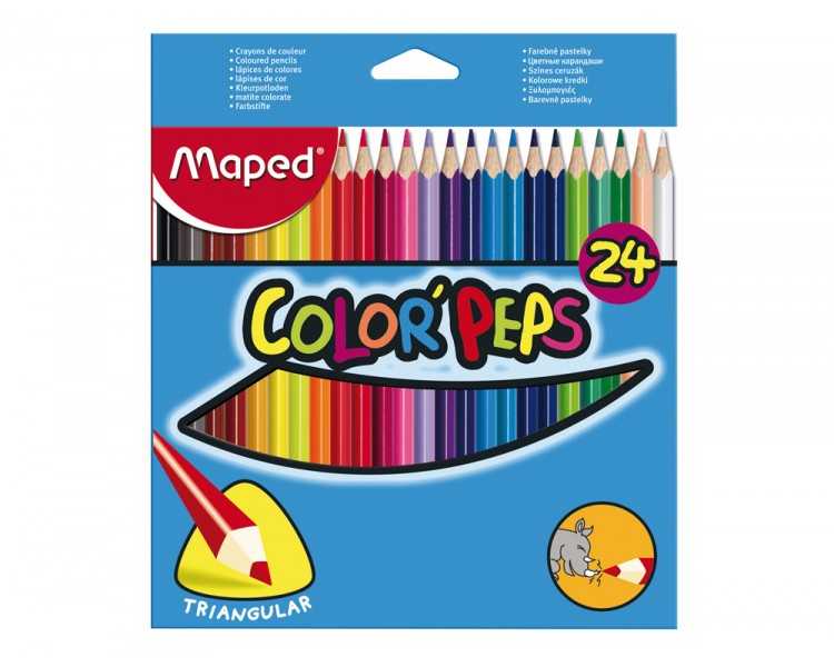 Lapices de colores maped triangulares caja de 24 unidades colores surtidos