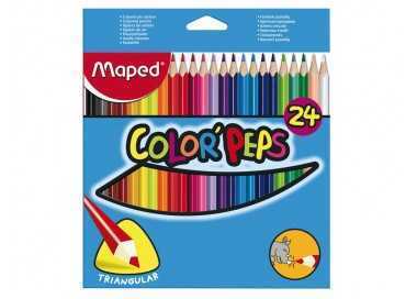 Lapices de colores maped triangulares caja de 24 unidades colores surtidos