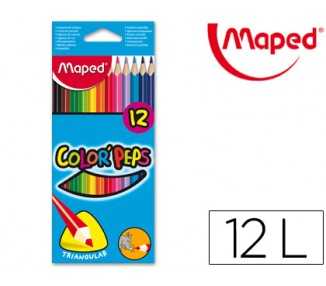 Lapices de colores maped triangulares caja de 12 unidades colores surtidos