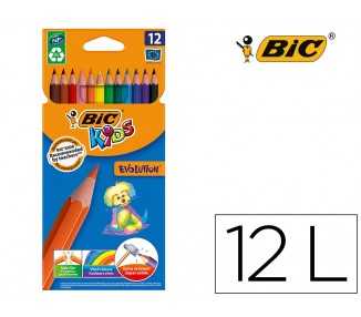 Lapices de colores bic kid evolution estuche de 12 colores surtidos mina ultra resistente
