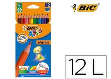 Lapices de colores bic kid evolution estuche de 12 colores surtidos mina ultra resistente