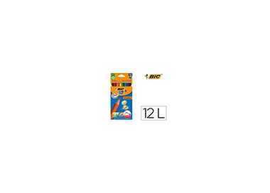 Lapices de colores bic kid evolution estuche de 12 colores surtidos mina ultra resistente