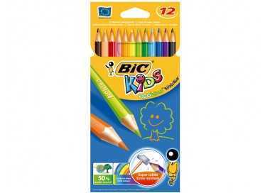 Lapices de colores bic kid evolution estuche de 12 colores surtidos mina ultra resistente