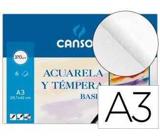 Papel acuarela basik canson din a3 370 gr pack de 6 hojas