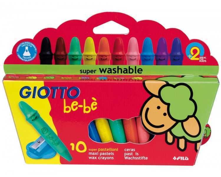 Lapices cera giotto super bebe caja de 10 colores surtidos + sacapuntas