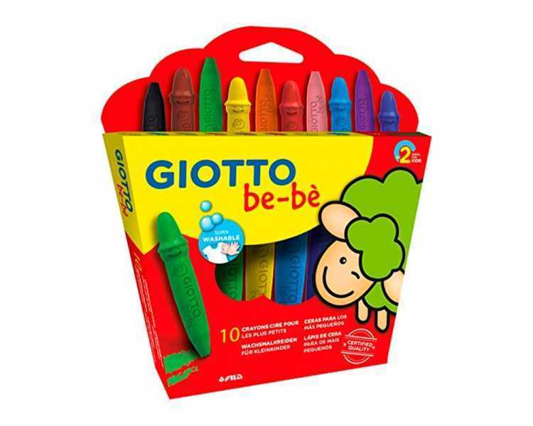 Lapices cera giotto super bebe caja de 10 colores surtidos + sacapuntas