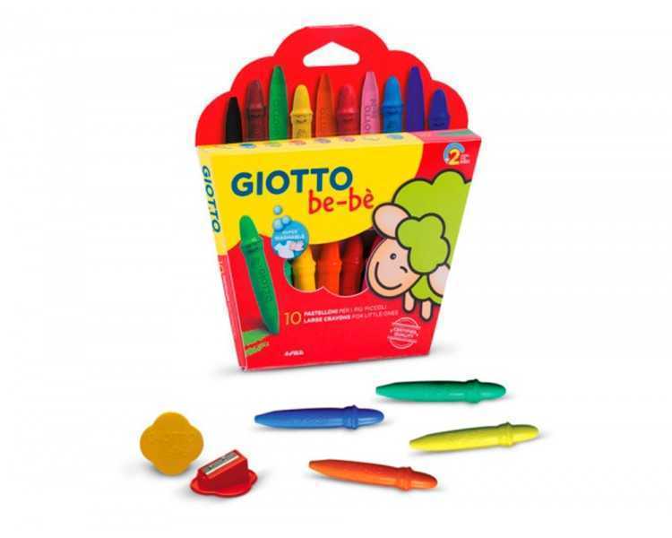 Lapices cera giotto super bebe caja de 10 colores surtidos + sacapuntas