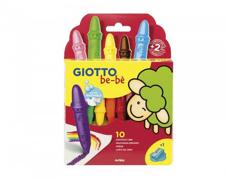 Lapices cera giotto super bebe caja de 10 colores surtidos + sacapuntas