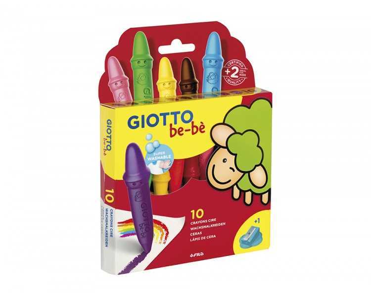 Lapices cera giotto super bebe caja de 10 colores surtidos + sacapuntas
