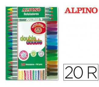Rotulador alpino double double punta gruesa y punta fina caja de 20+4 colores surtidos