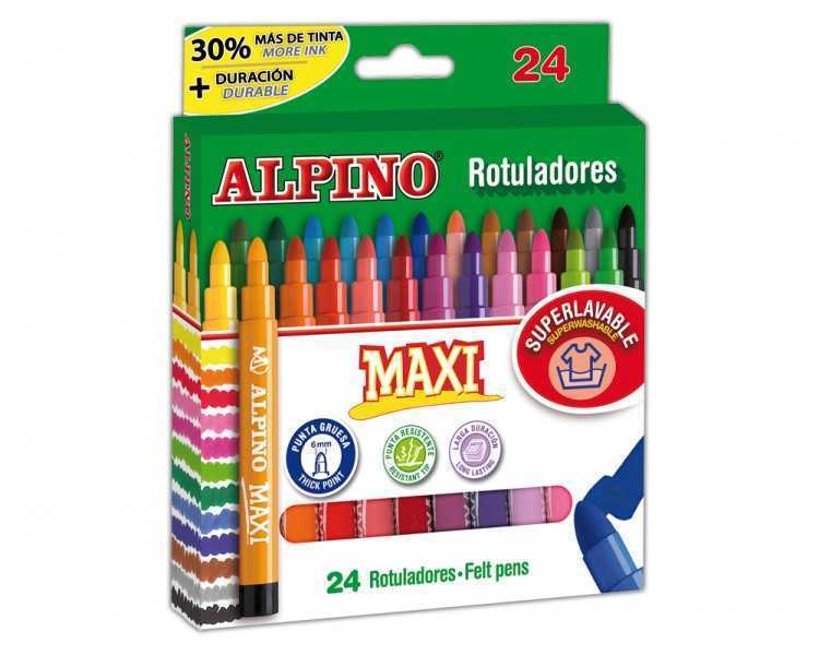 Rotulador alpino maxi caja de 24 colores surtidos