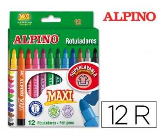 Rotulador alpino maxi caja de 12 colores surtidos