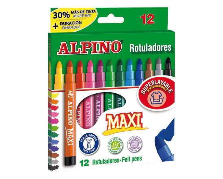 Rotulador alpino maxi caja de 12 colores surtidos