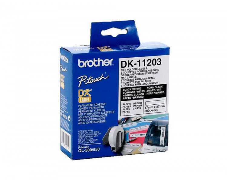 Etiqueta adhesiva brother dk11203 -tamaño 17x87 mm para impresoras de etiquetas ql -300 etiquetas-