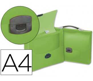 Carpeta liderpapel portadocumentos broche polipropileno din a4 verde transparente con asa