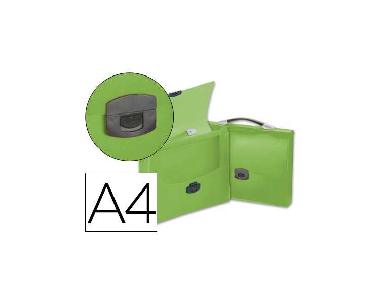 Carpeta liderpapel portadocumentos broche polipropileno din a4 verde transparente con asa