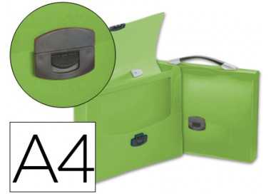 Carpeta liderpapel portadocumentos broche polipropileno din a4 verde transparente con asa