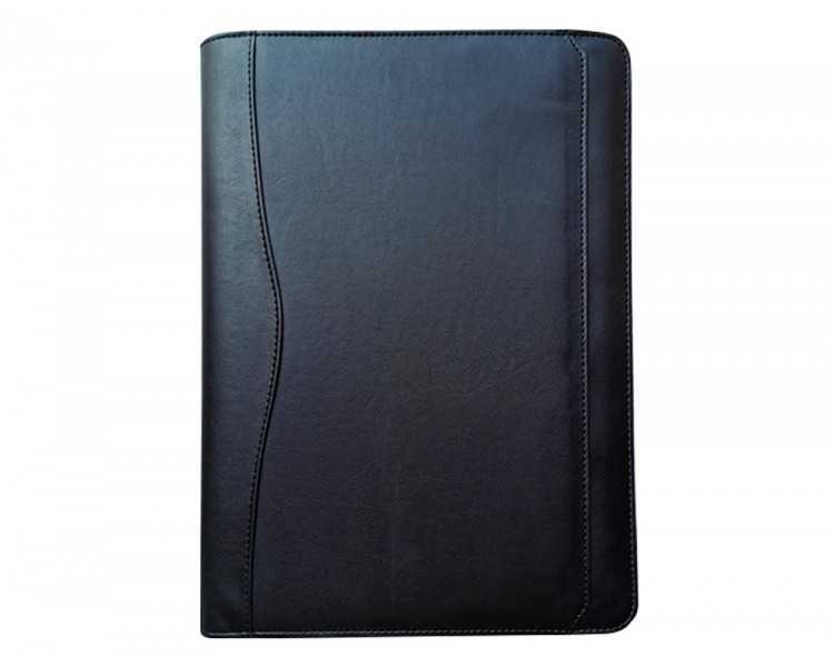 Carpeta portafolios q-connect cremallera sin anillas con calculadora y bolsa para movil color negro 260x355 mm