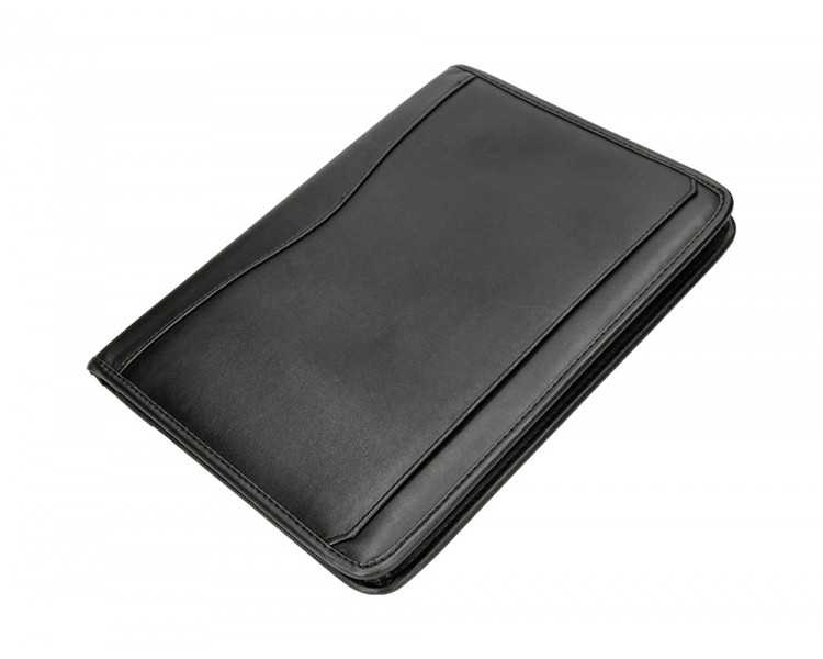 Carpeta portafolios q-connect cremallera 4 anillas 20 mm concalculadora con bolsa para movil color negro 260x355 mm