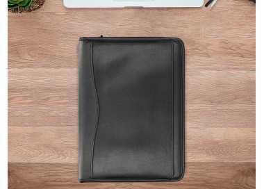 Carpeta portafolios q-connect cremallera 4 anillas 20 mm concalculadora con bolsa para movil color negro 260x355 mm