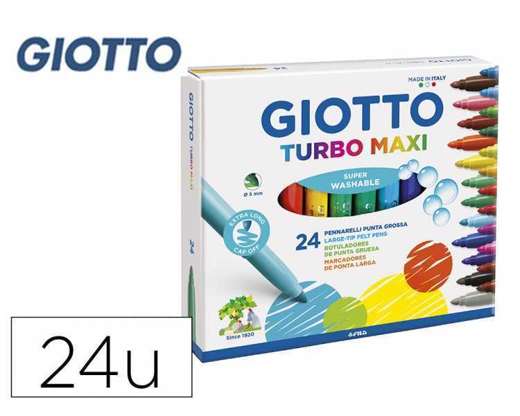Rotulador giotto turbo maxi caja de 24 colores lavables con punta bloqueada