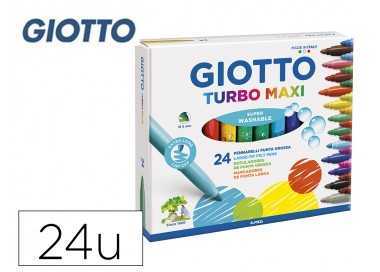 Rotulador giotto turbo maxi caja de 24 colores lavables con punta bloqueada