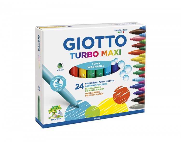 Rotulador giotto turbo maxi caja de 24 colores lavables con punta bloqueada